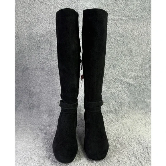 Blondo Ashley Tall Boots Womens 6 Black Suede Waterproof Knee-High Heeled - Picture 10 of 14
